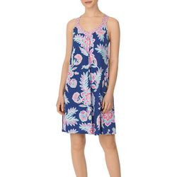 Ellen Tracy Womens Floral Sleeveless Chemise Night Gown
