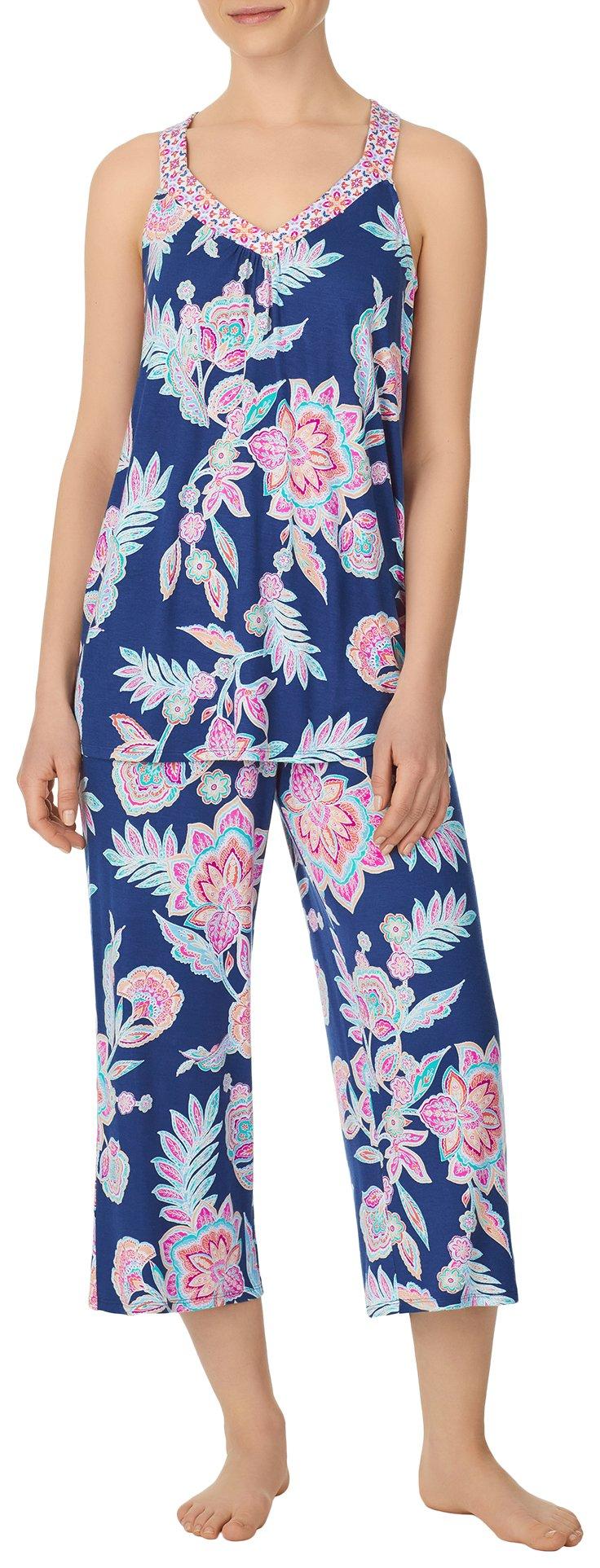 Butterfly Print Pajama Set, Casual Cami Crop Top & Elastic Waistband  Shorts, Women's Sleepwear & Loungewear