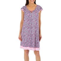 Womens Floral Flutter Sleeve Nightgown