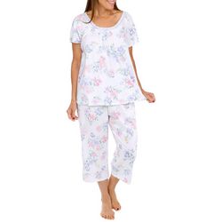 Aria Womens 2-Pc. Floral Short Sleeve Top & Capri Sleep Set