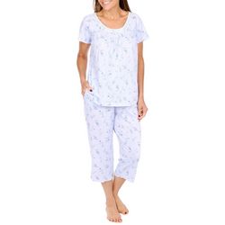 Aria Womens 2-Pc. Floral Short Sleeve Top & Capri Sleep Set