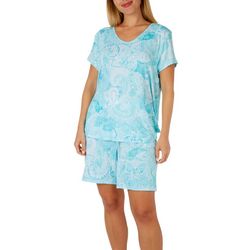 Ellen Tracy Womens 2-pc. Floral Paisley Pajama Short Set