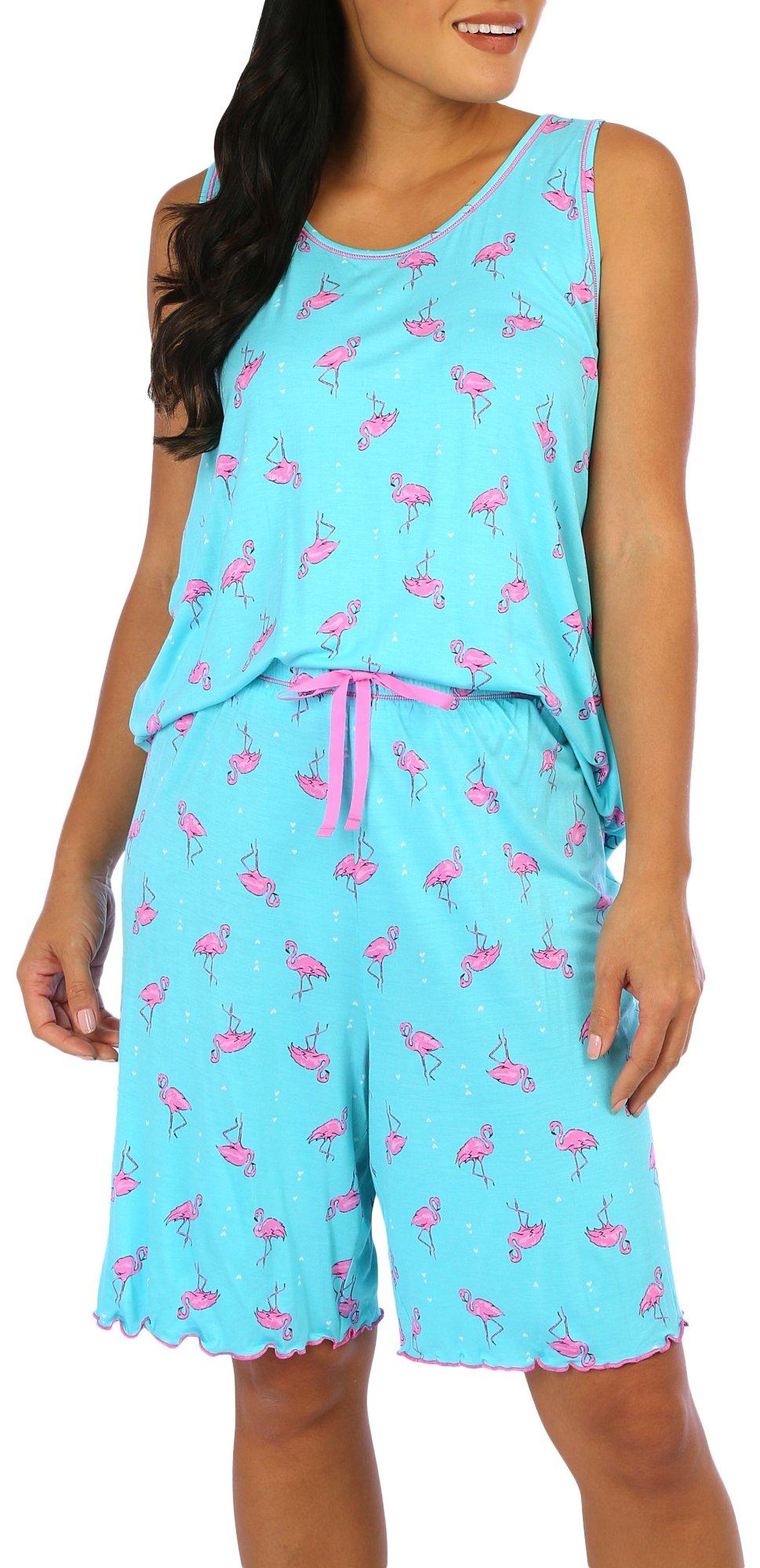 Ellen Tracy Womens 2-Pc. Flamingo Sleepwear Short Set
