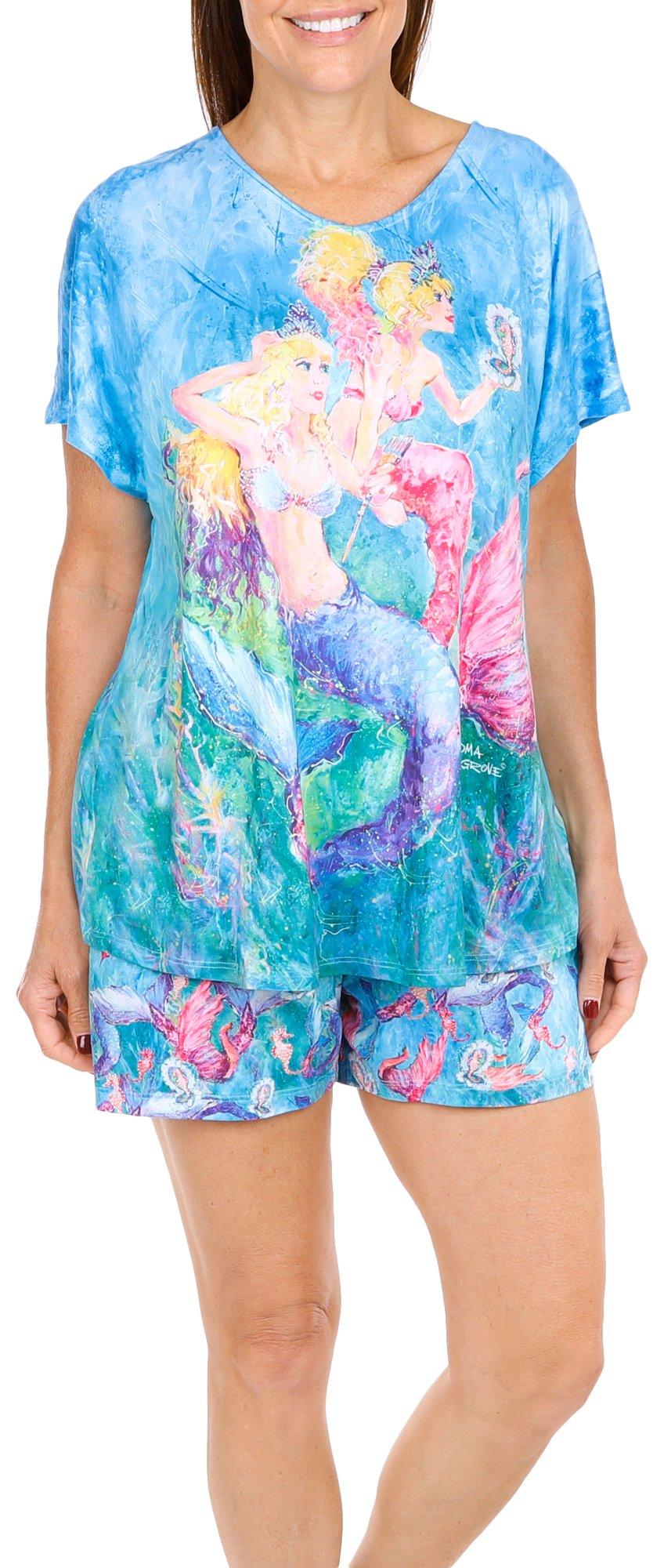 Leoma Lovegrove 2-Pc. Mermaids Top & Shorts Sleep Set