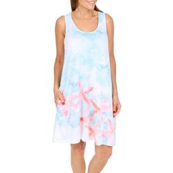 Womens Floral Pocket Sleeveless Sleepwear Gown