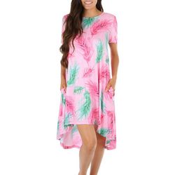 Art & Sol Womens Leaf Print Side Pockets High-Low Nightgown