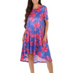 Art & Sol Womens Print Side Pockets High-Low Nightgown