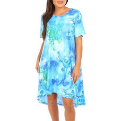 Womens Turtle Print Side Pocket High-Low Nightgown