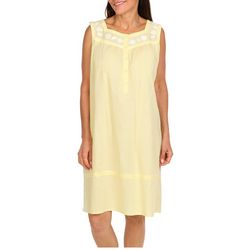 Coral Bay Womens Embroidered Shell Life Sleeveless Nightgown