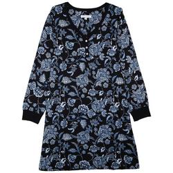 Womens Floral Long Sleeve Chemise