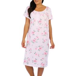 Laura Ashley Womens Flower Lace Short Sleeve Nightgown