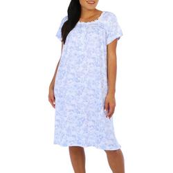 Womens Floral Lace Short Sleeve Nightgown