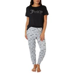 Juicy Couture Womens 2 Pc. Logo Tee & Pajama Pant Set