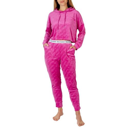 Juicy Couture Womens 2-Pc Plush Crop Hoodie Jogger