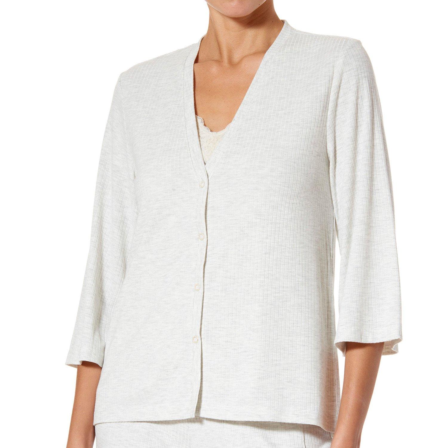 Misses Snap Front V Neck 3/4 Sleeve Pajama Top