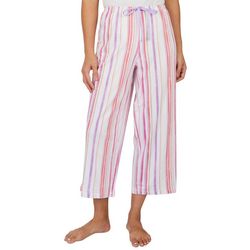 Hue Womens Striped Print Pajama Cropped Pants