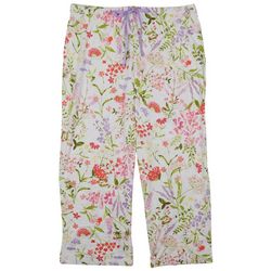 Hue Womens Cottage Garden Drawstring Pajama Crop Pants