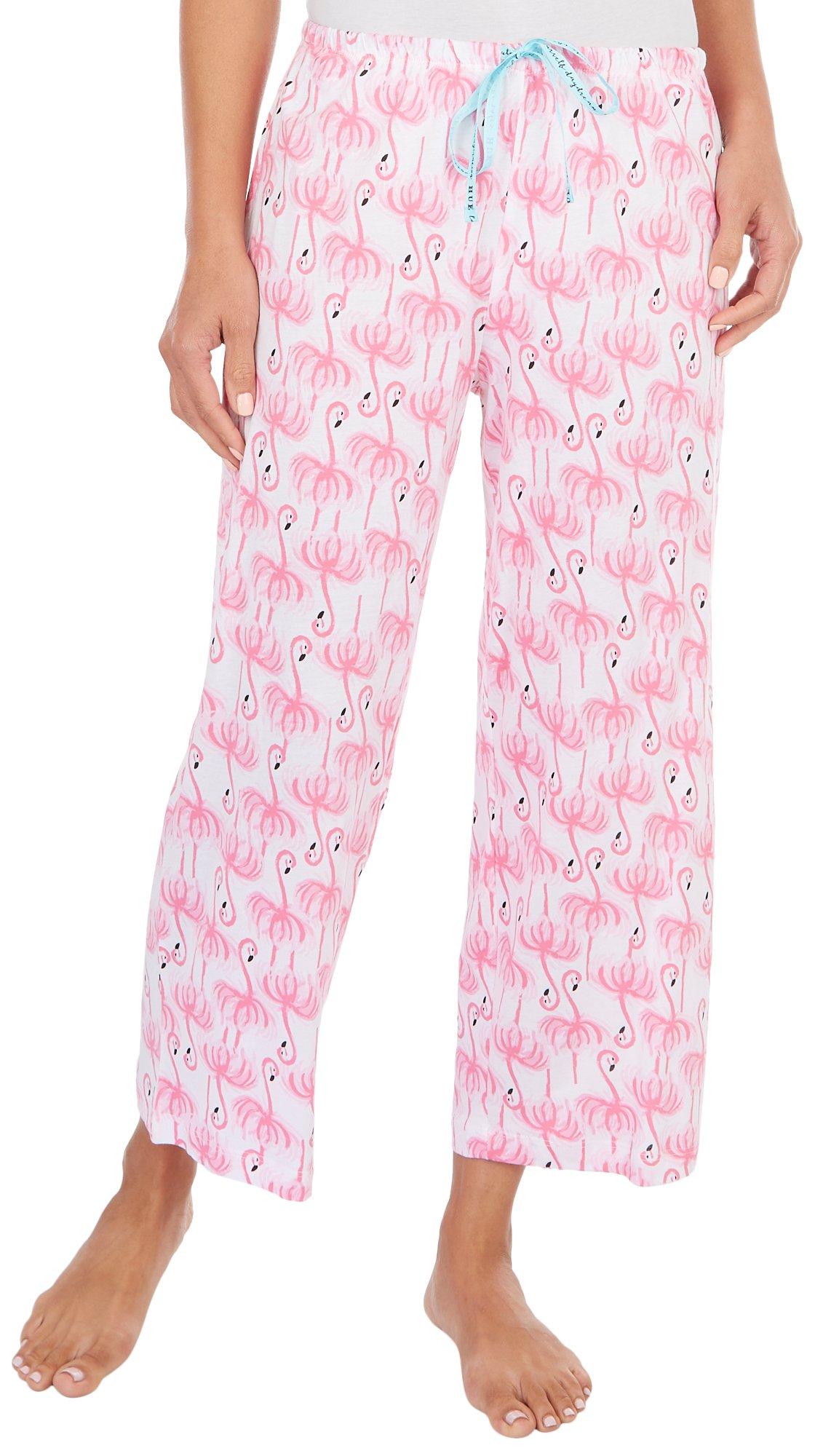 Hue Womens Flamingo Print Pajama Cropped Pants