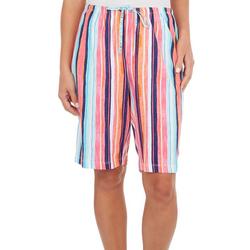 Womens Stripe Print Pajama Drawstring Shorts