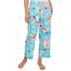 Hue Womens Beach Hut Print Pajama Cropped Pants