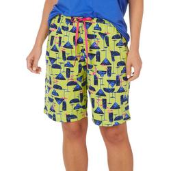 Womens 10 in. Sipping With The Fish Pajama Shorts