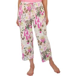 Hue Womens Floral Fantasy Print Drawstring Pajama Crop Pants