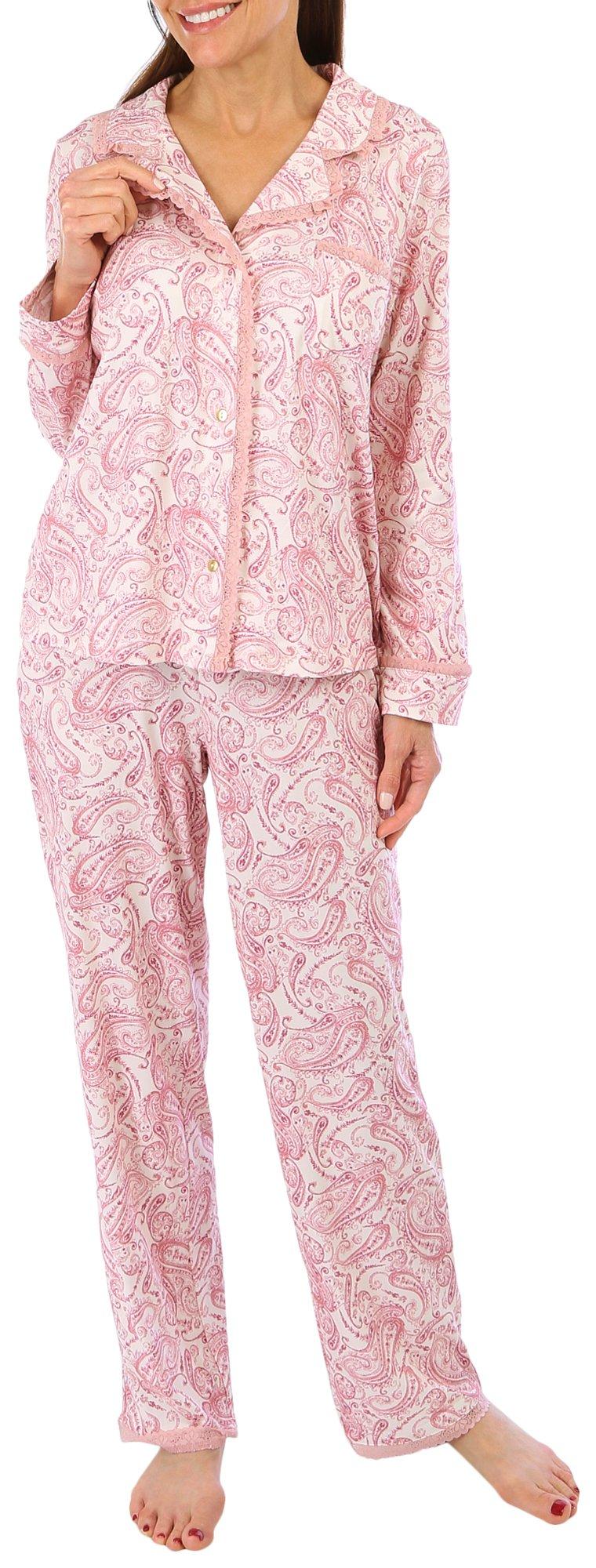 Womens 2-Pc. Paisley Pajama Set