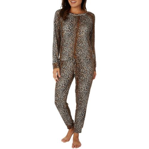 Kikit Womens 2-Pc. Leopard Top & Pajama Pant