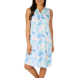 Coral Bay Sleepwear Womens Tropical Sleeveless Henley Gown