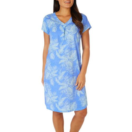 Coral Bay Sleepwear Womens Palm V-Neck Sleeveless Nightgown