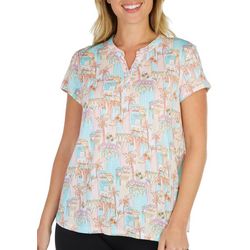 Coral Bay Sleepwear Womens Tropical Short Sleeve Pajama Top