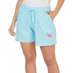 Coral Bay Womens Flamingo Logo Pajama Shorts