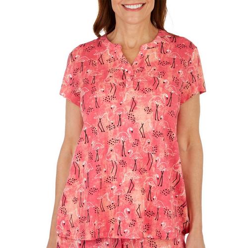 Coral Bay Sleepwear Womens Flamingo Short Sleeve Pajama