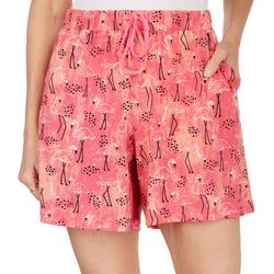 Coral Bay Womens Flamingo Print Pajama Shorts
