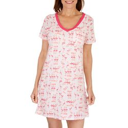 Nautica Womens Flamingo 100% Cotton Short Sleeve Sleep Shirt