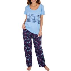 Womens 2-Pc. Sailboat Short Sleeve & Pajama Pant Set