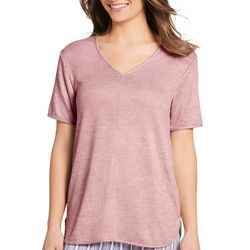Jockey Womens Luxe Lounge Brushed Ribbed V-Neck Tee