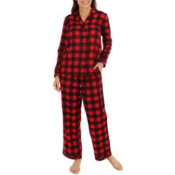 Womens 2 Pc Buffalo Check Notch Collar Flannel Pajama Set