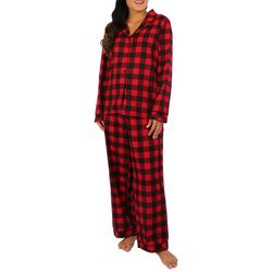 Plus 2 Pc Buffalo Check Notch Collar Flannel Pajama Set