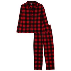 Kids 2 Pc Buffalo Check Notch Collar Flannel Pajama Set