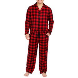 Mens 2 Pc Buffalo Check Notch Collar Flannel Pajama Set