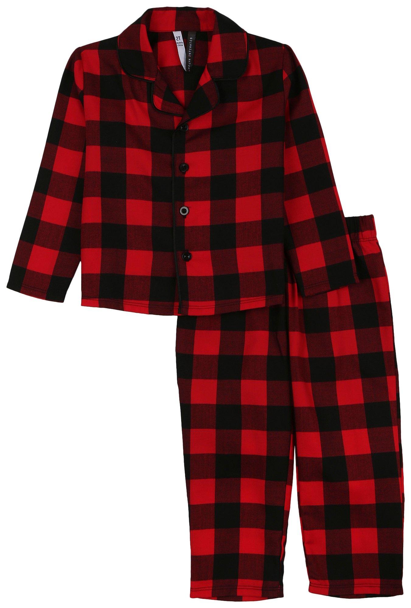 Toddler 2 Pc Buffalo Check Notch Collar Flannel Pajama Set