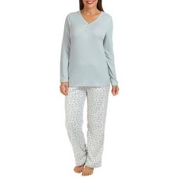 Echo Womens 2Pc Long Sleeve Top & Plush Pajama Pant Set