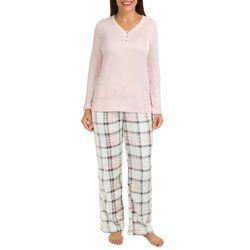 Echo Womens 2-Pc Long Sleeve Top & Plush Pajama Pant Set