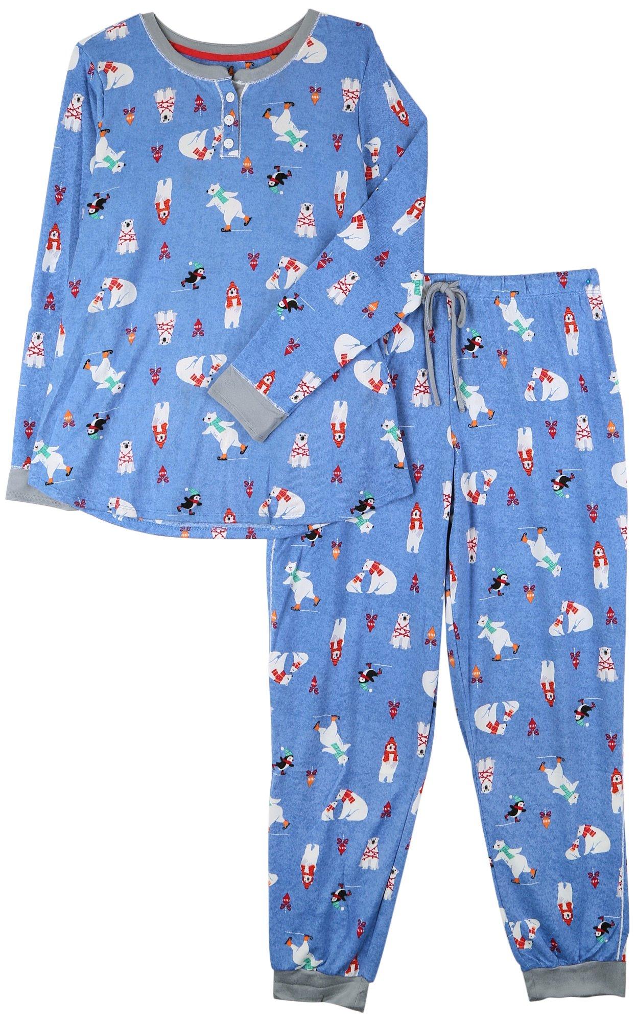 Womens 2-Pc. Polar Bear Jogger Sleepwear Set