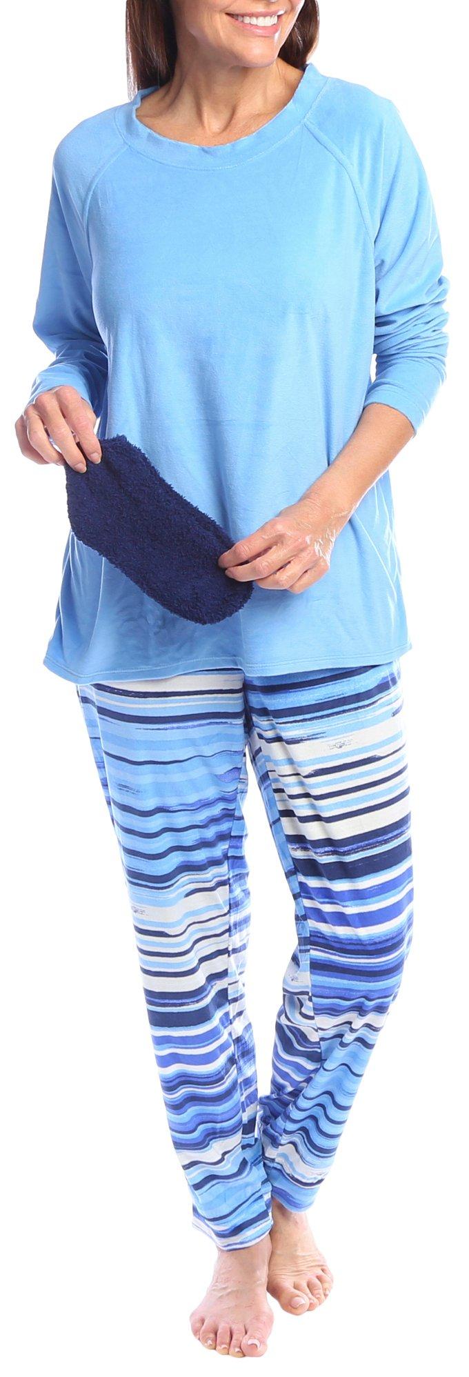 Hue Womens 2-Pc. Stripe Print Plush Sleep Set