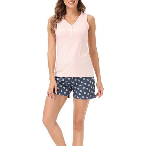 Echo Womens 2-Pc. Solid Top & Printed Shorts