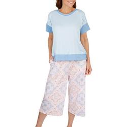 Ink & Ivy Womens 2-Pc. Short Sleeve & Print Capri Pajama Set