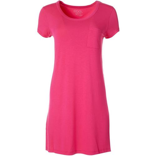 COOL GIRL Womens Solid Pocket T-Shirt Nightgown