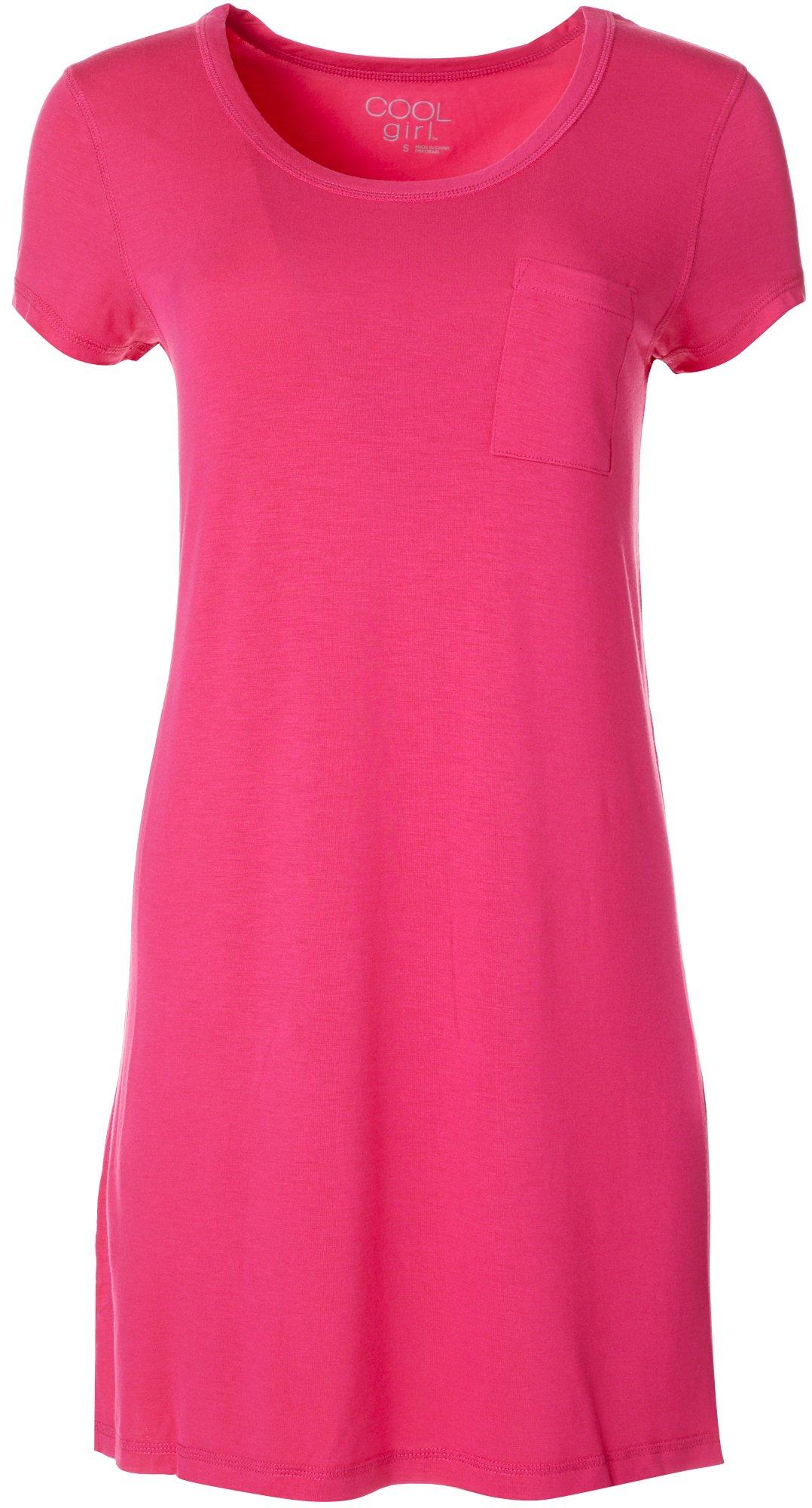 Womens Solid Pocket T-Shirt Nightgown